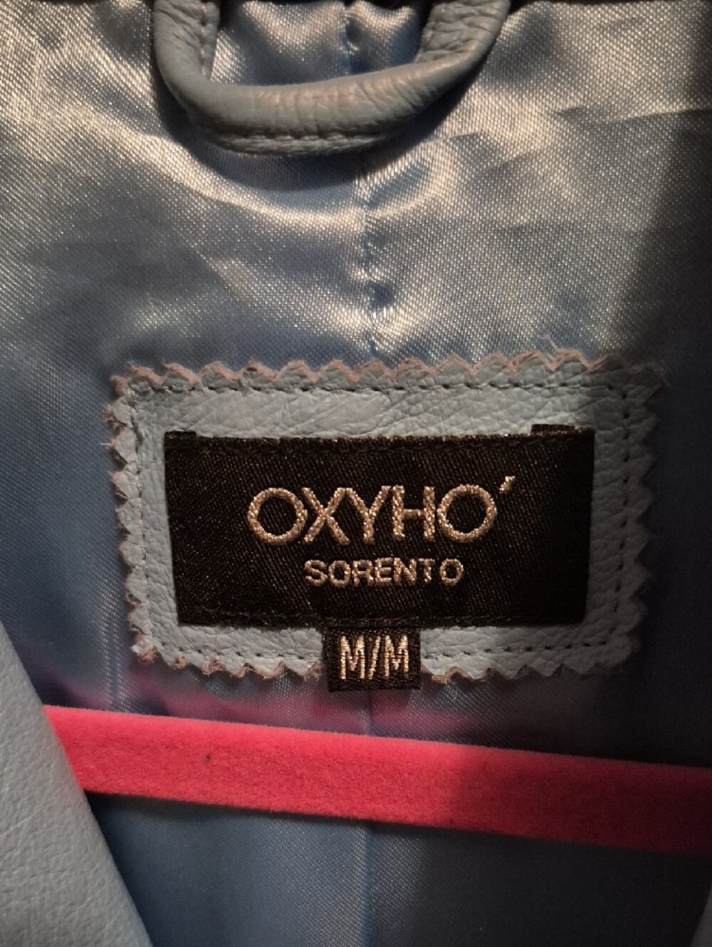 Y2K OXYHO Light Blue Real Leather Moto Jacket - Picture 2 of 6